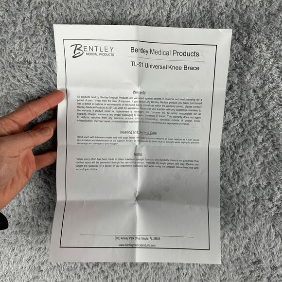 Bentley Medical Products Unisex TL-51 Universal Knee Brace Right Leg Medical - Picture 9 of 10